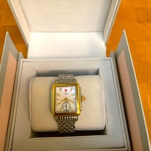 Michele Diamond Deco 16 two tone watch